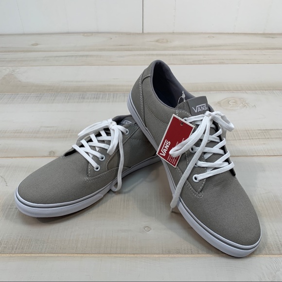 Vans Grey Canvas Sneakers White Laces Size 9 - Picture 2 of 7